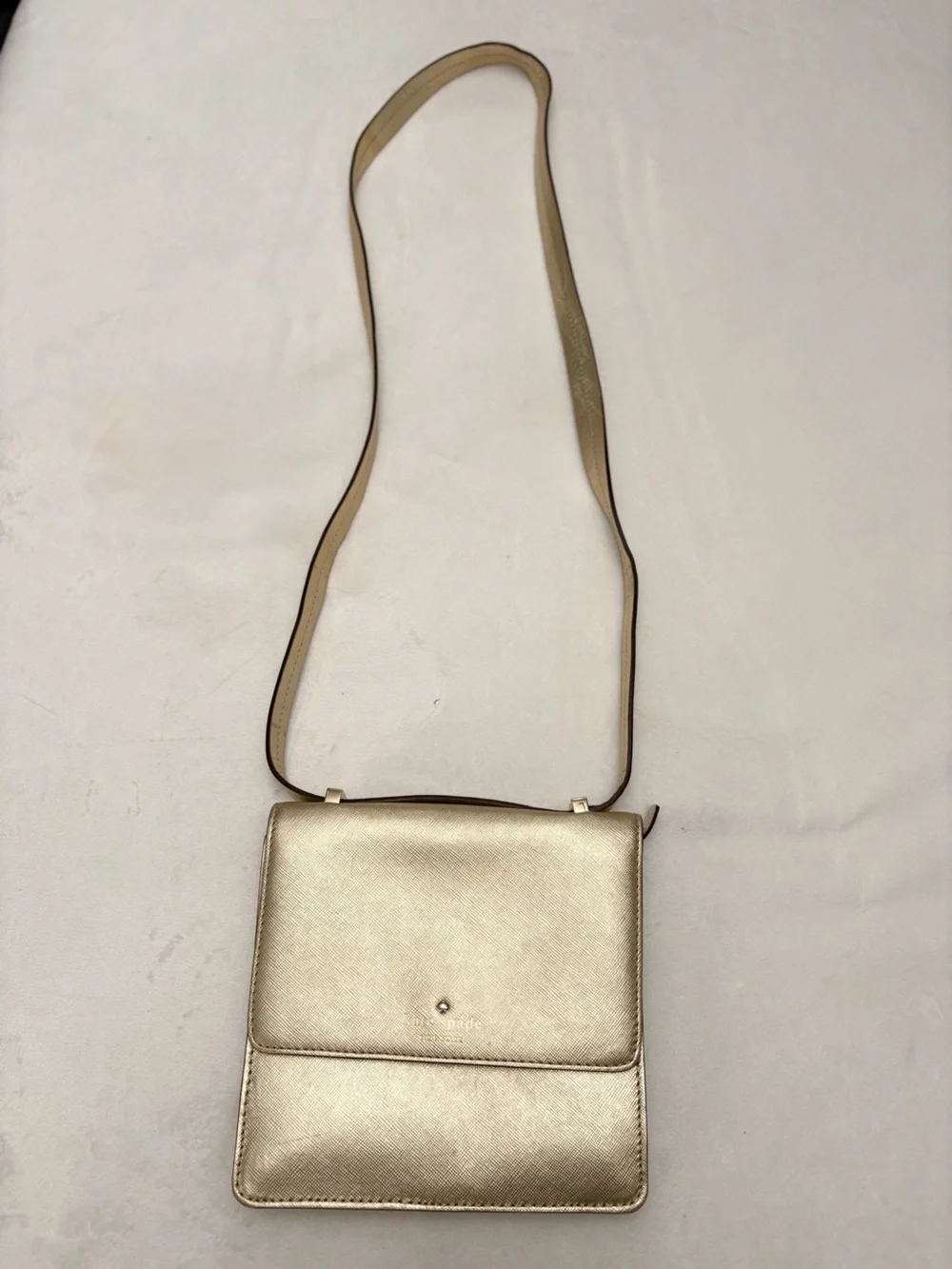 Kate Spade Women's Metallic Gold Crossbody Bag - Sleek Shoulder Purse